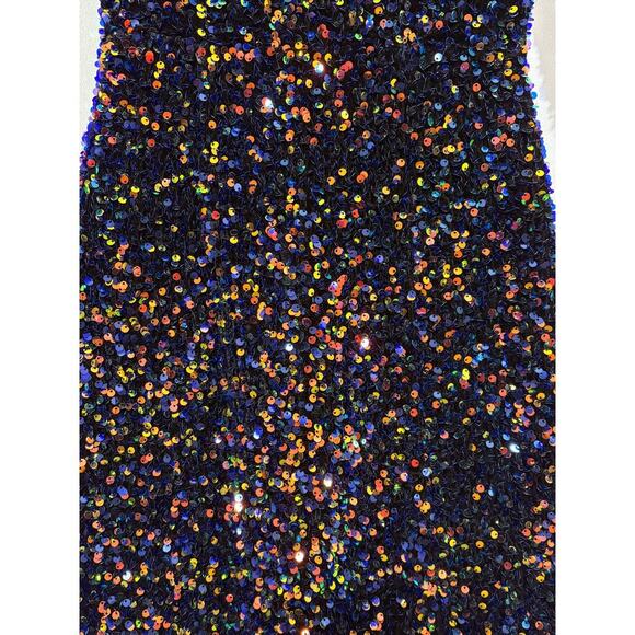 Selfie Leslie Demure Long Sleeve Open Back Dress Sequin Navy Multi Size XS - Picture 10 of 13